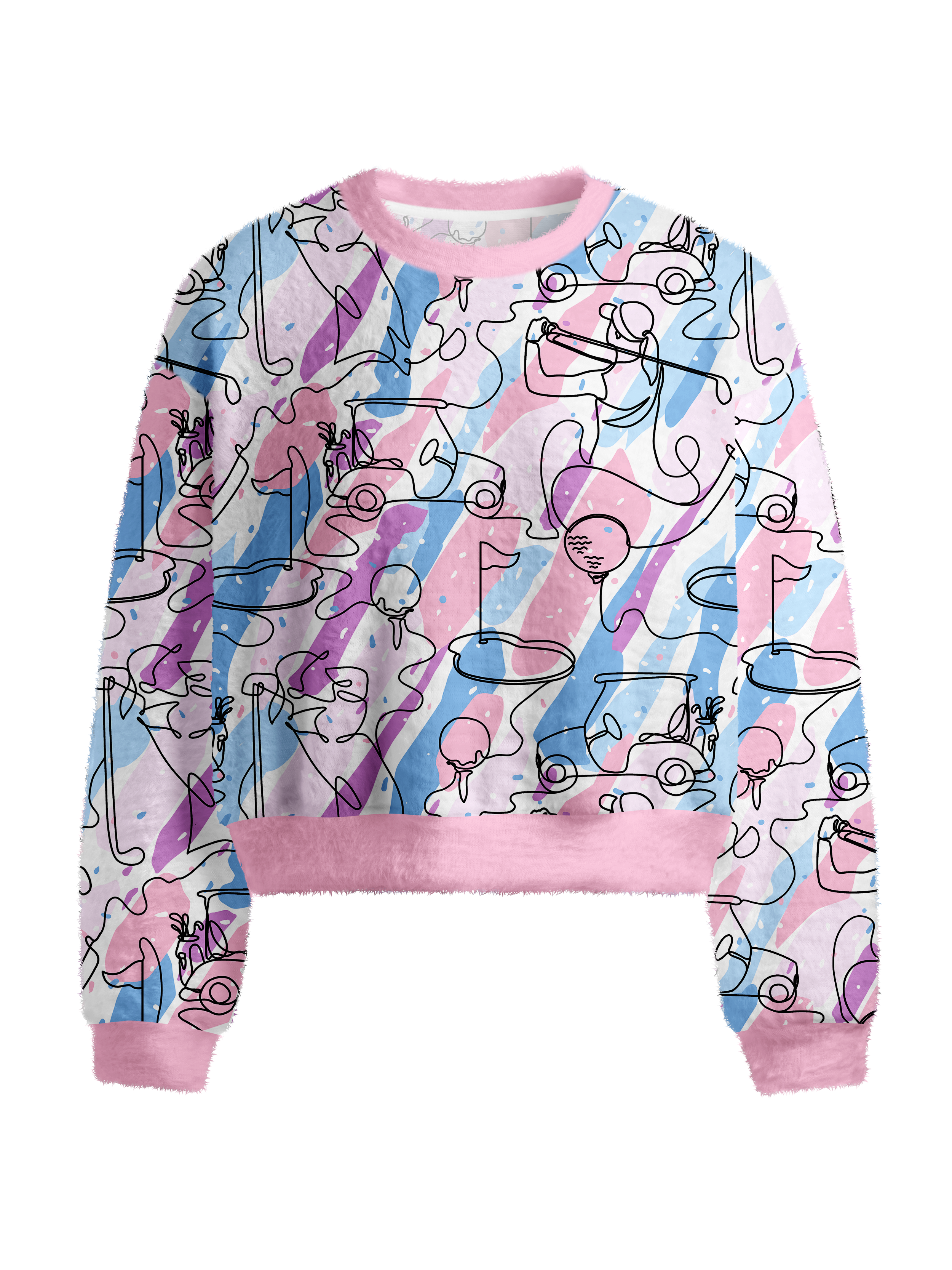 Cherryswing Women's Party in Course Golf Fuzzy Knit Golf Sweater
