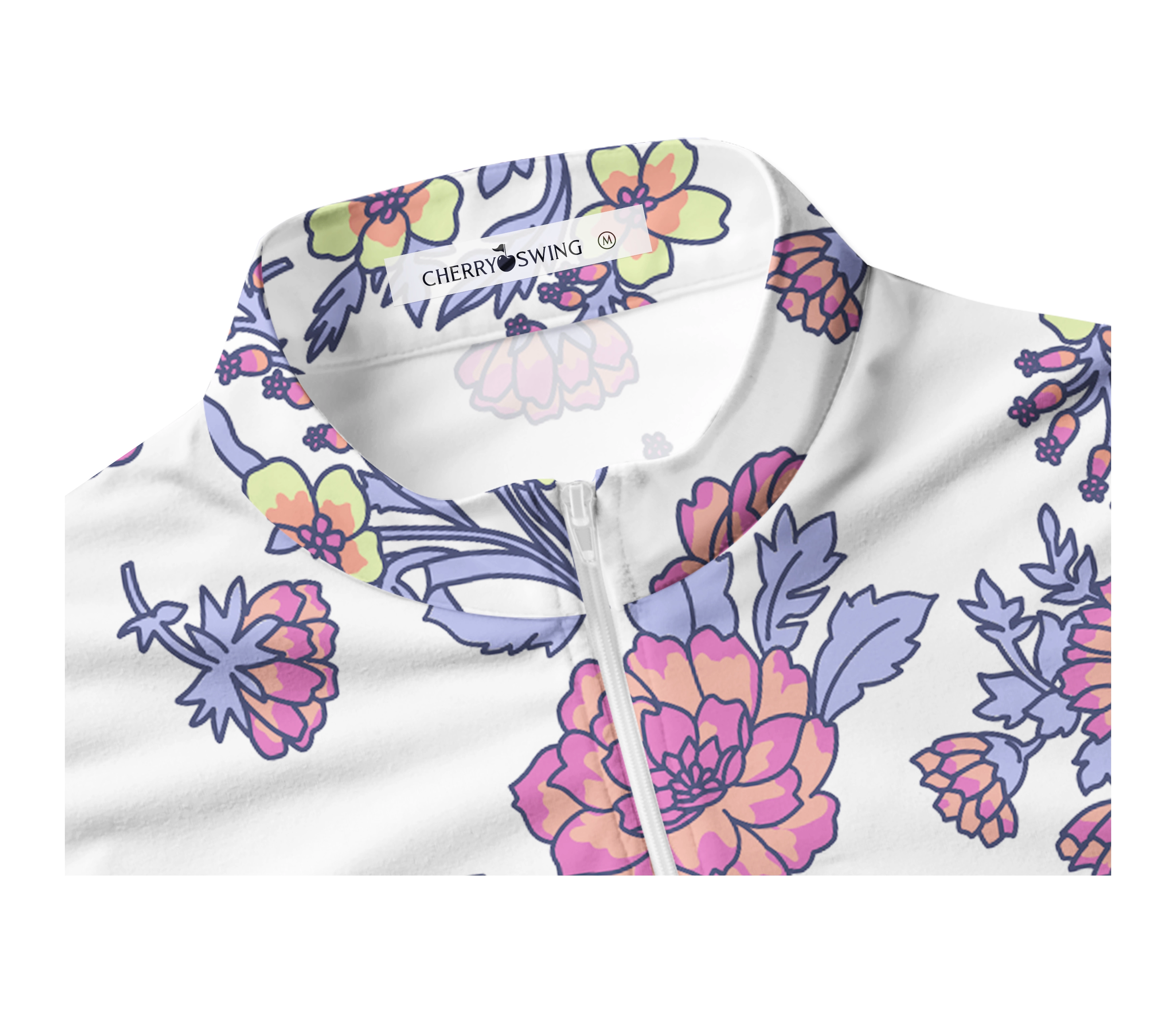 Cherryswing Women's Sleeveless Colorful Flowers Golf Polo Shirt