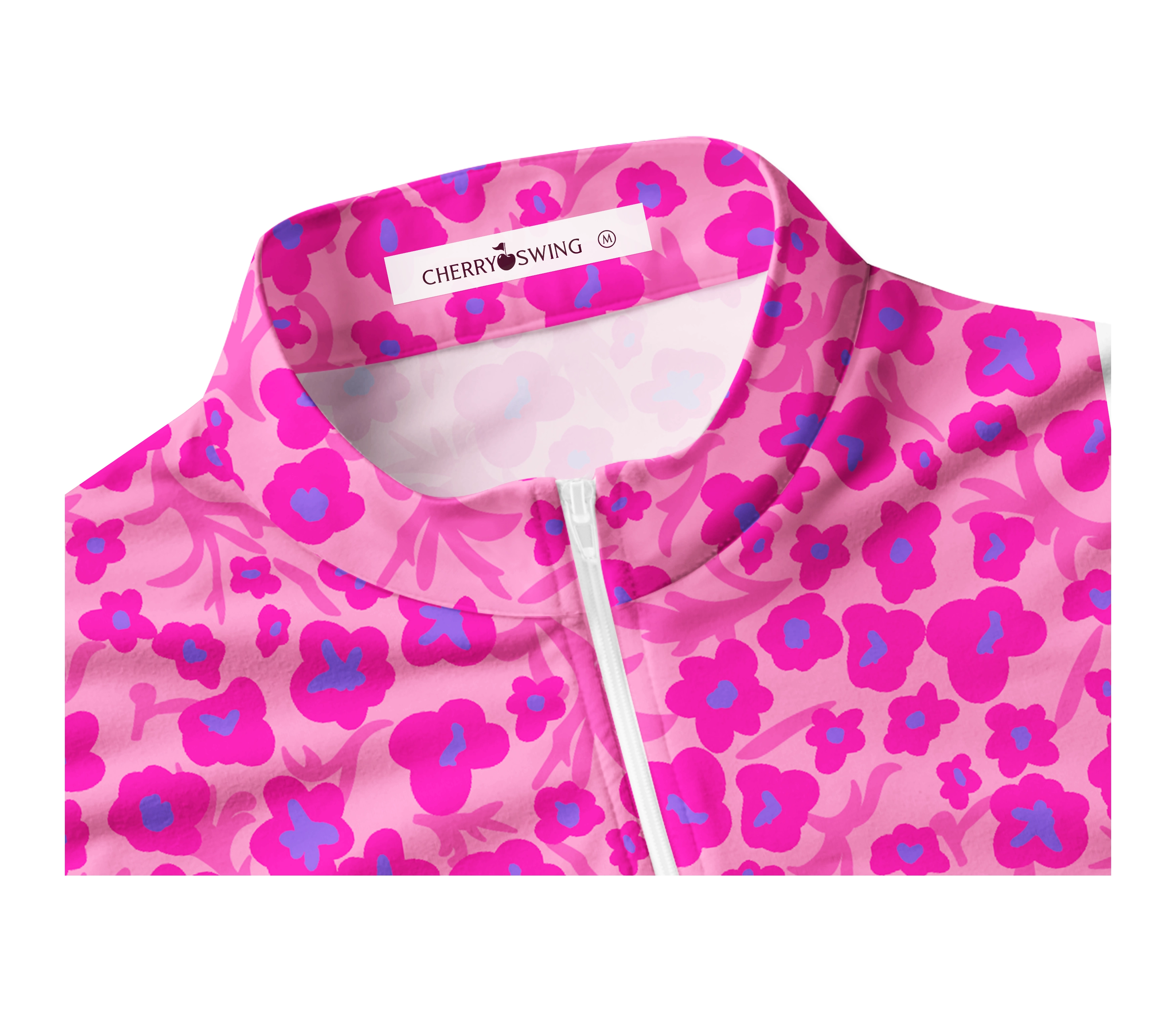 Cherryswing Women's Sleeveless Pink Floral Golf Polo Shirt