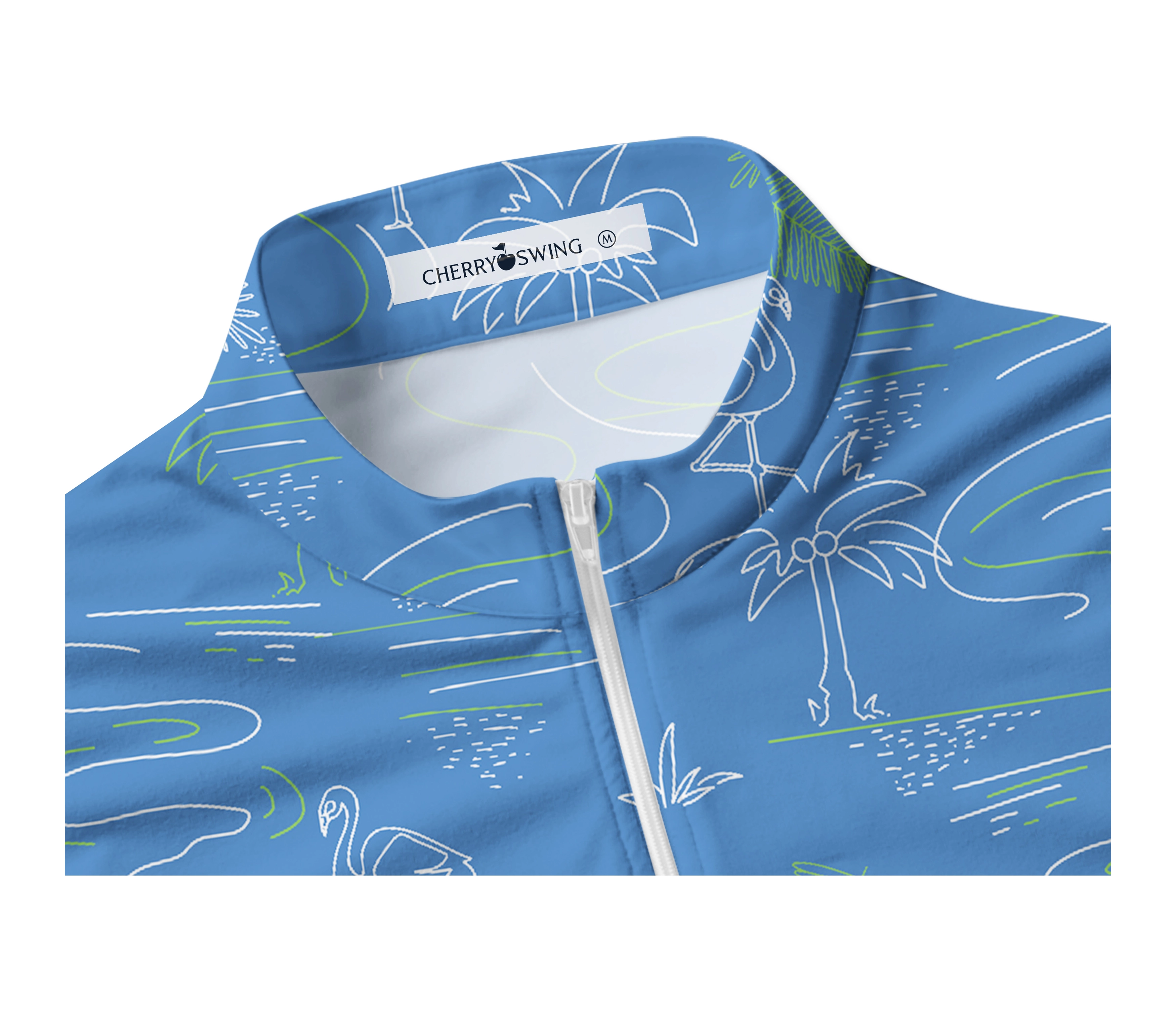 Cherryswing Women's Sleeveless Flamingos Playing Golf Polo Shirt