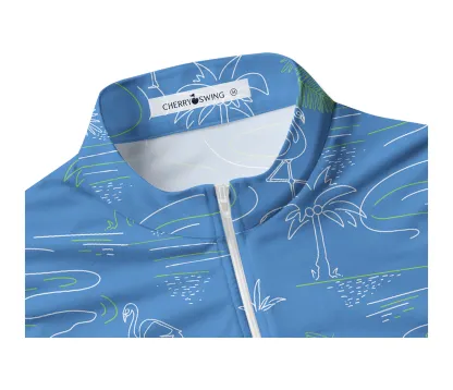 Cherryswing Women's Sleeveless Flamingos Playing Golf Polo Shirt