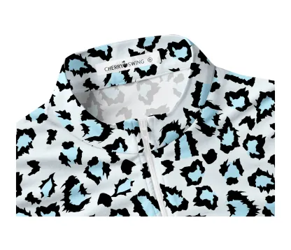 Cherryswing Women's Sleeveless Leopard Golf Polo Shirt
