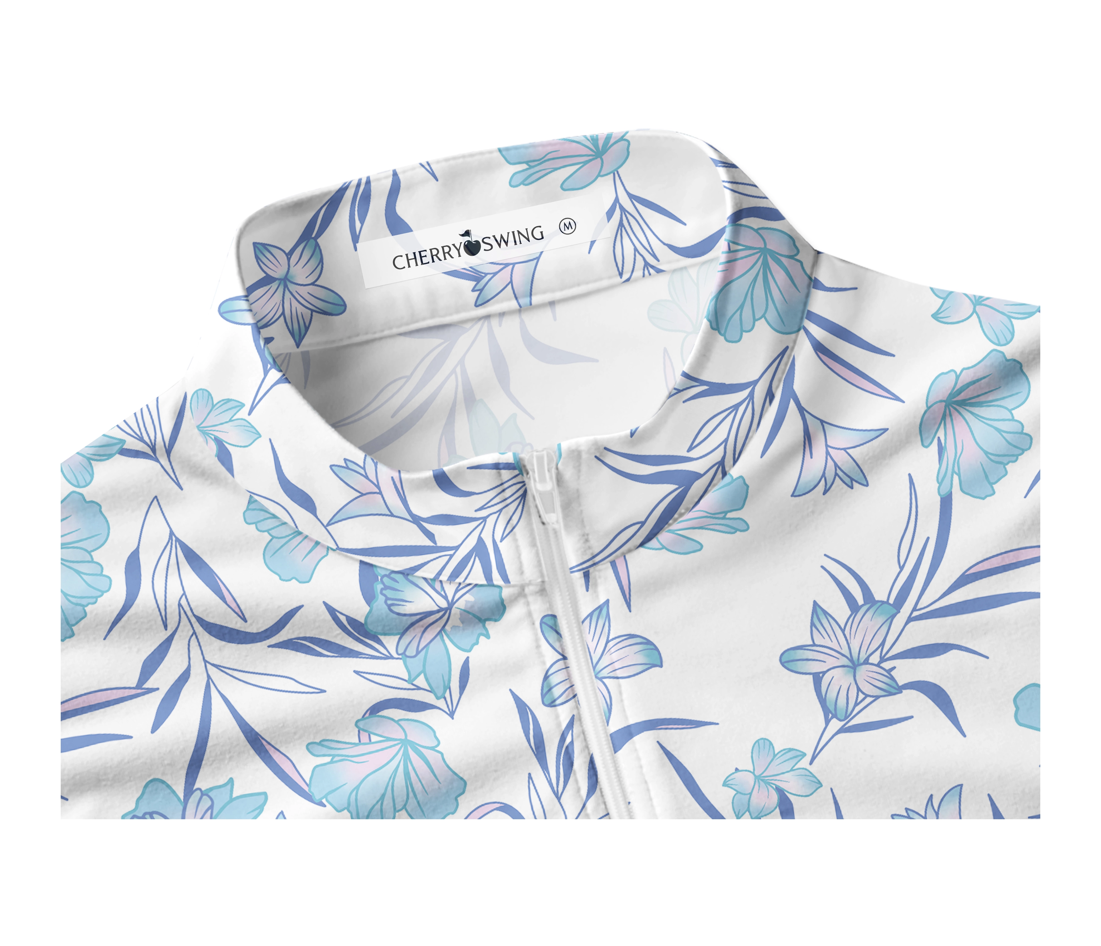 Cherryswing Women's Blue Floral Golf Polo Sleeveless Shirt