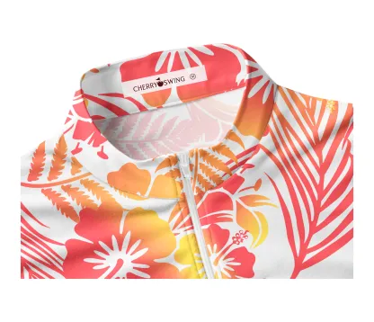 Cherryswing Women's Tropical Blossom Sleeveless Golf Shirt