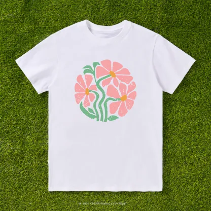 Cherryswing Floral Ring T-shirt For Women