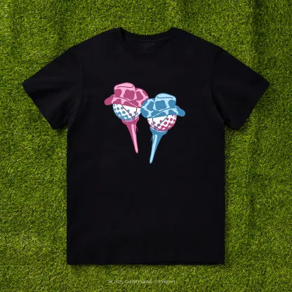 Cherryswing Ball and Club Hat Couple Pattern White T-Shirt