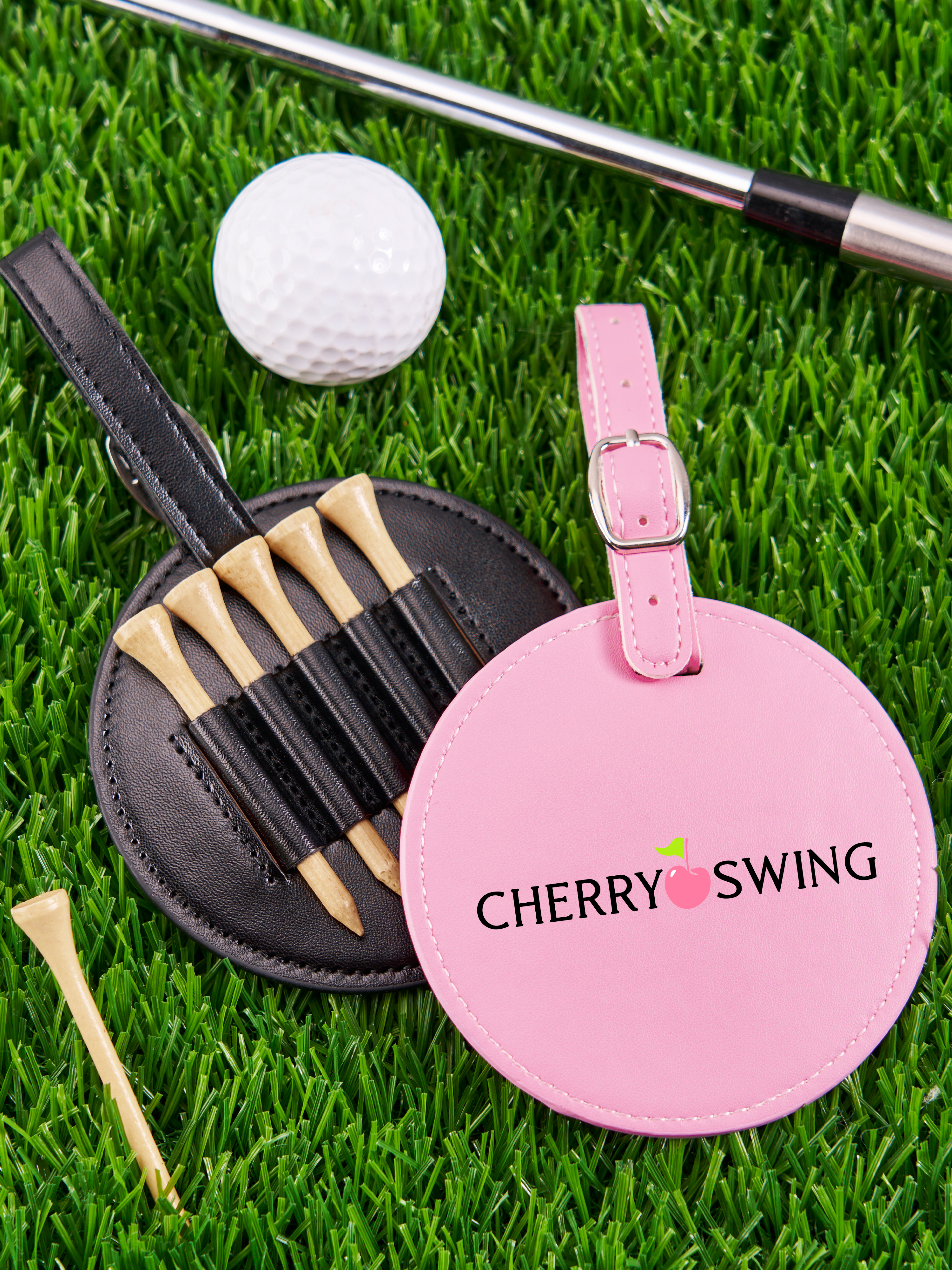 Cherryswing Leather Golf Tee Holder with Wood Golf Tees