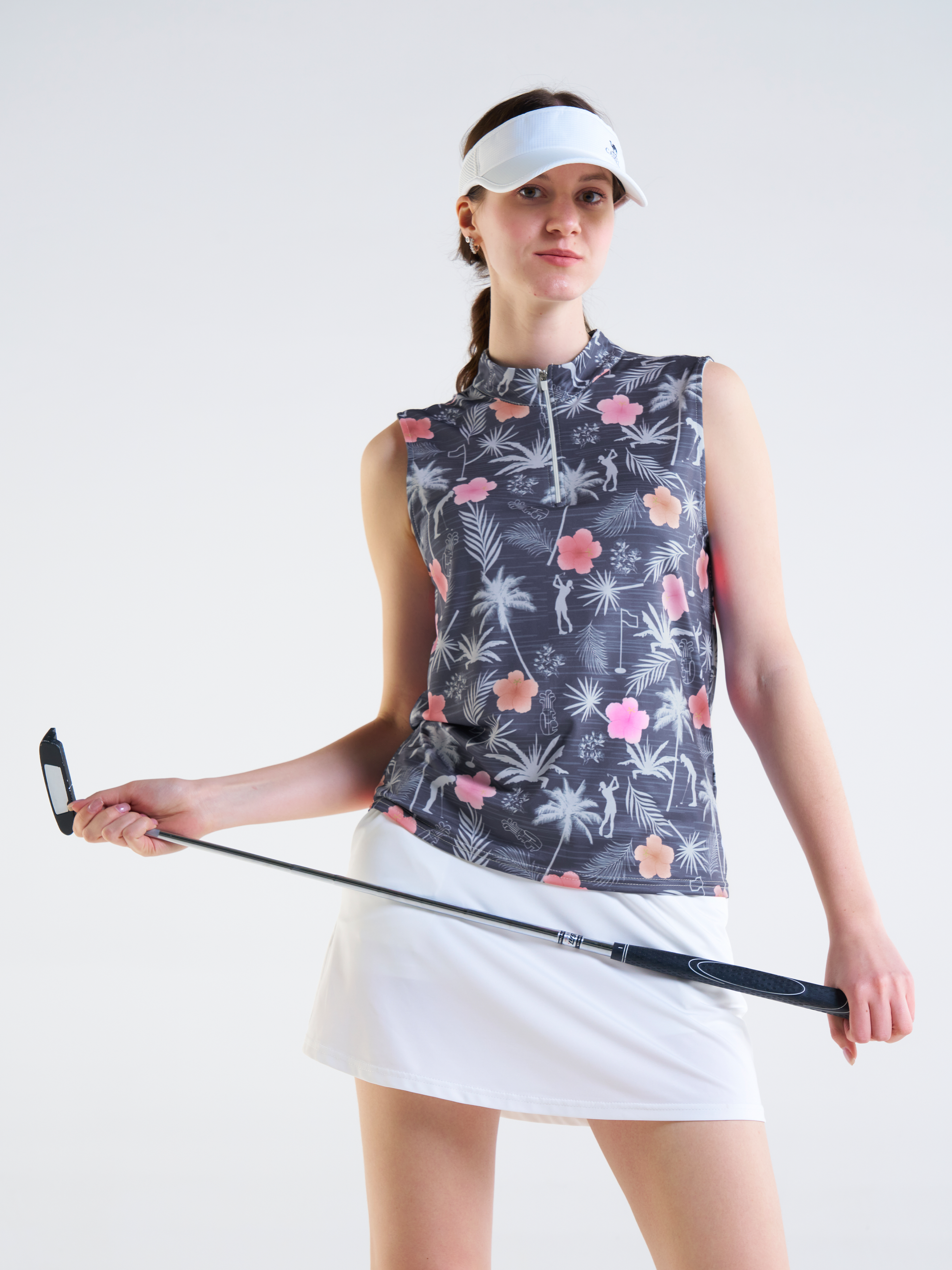 Cherryswing Women's Tropical Green Sleeveless Golf Shirt