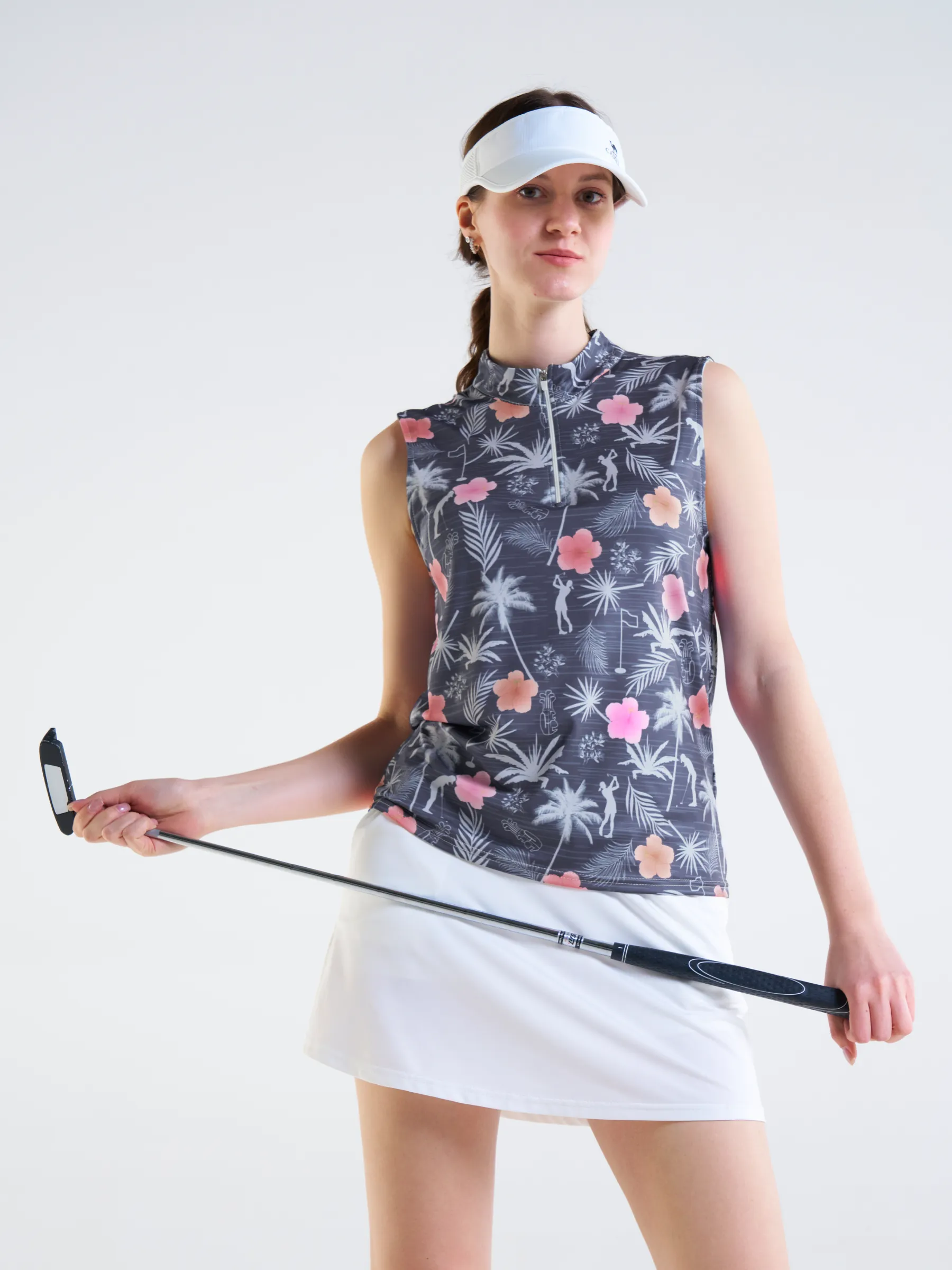 Cherryswing Women's Tropical Green Sleeveless Golf Shirt