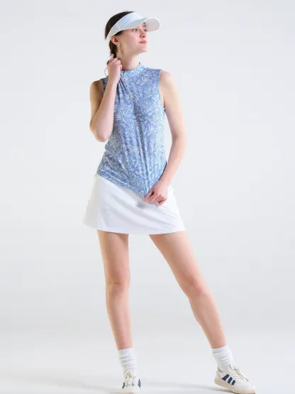 Cherryswing Women's Sleeveless Flower Breathable Golf Polo Shirt