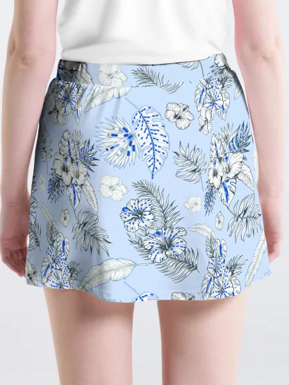 Cherryswing Blue and White Flowers Golf Skort