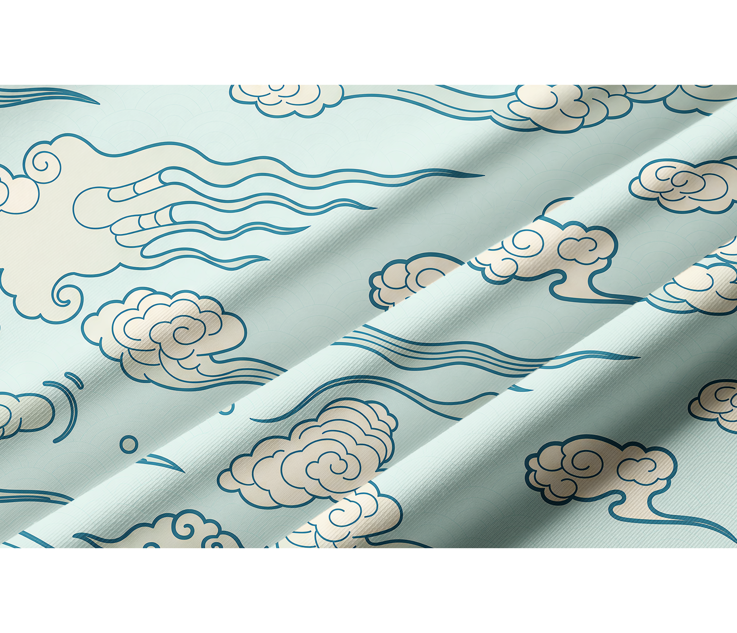 Cherryswing Women's Oriental Cloud and Wave Print Long Sleeve Golf Shirt