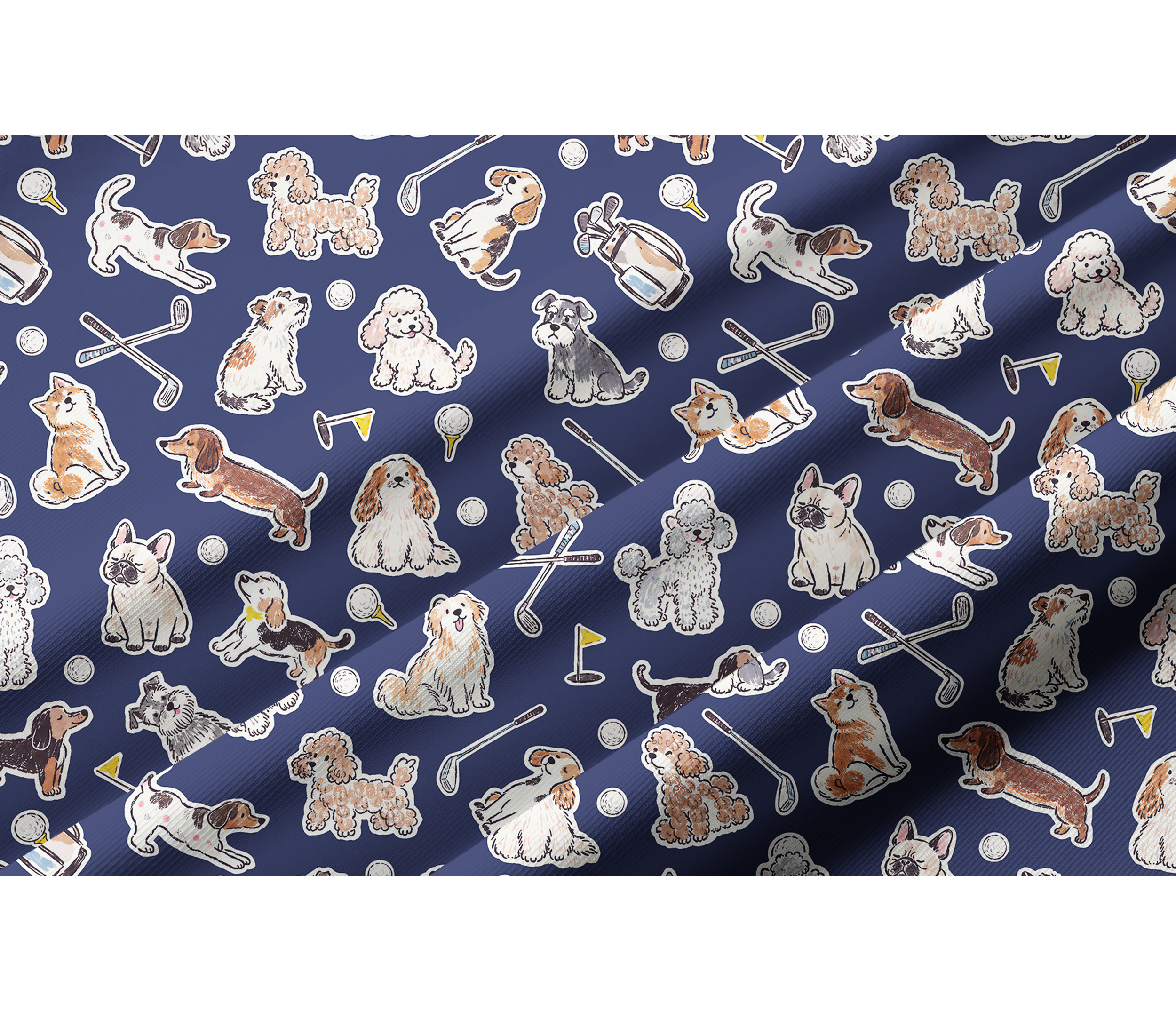 Cherryswing Women's Playful Pups and Golf Gear Print Long Sleeve Polo Shirt
