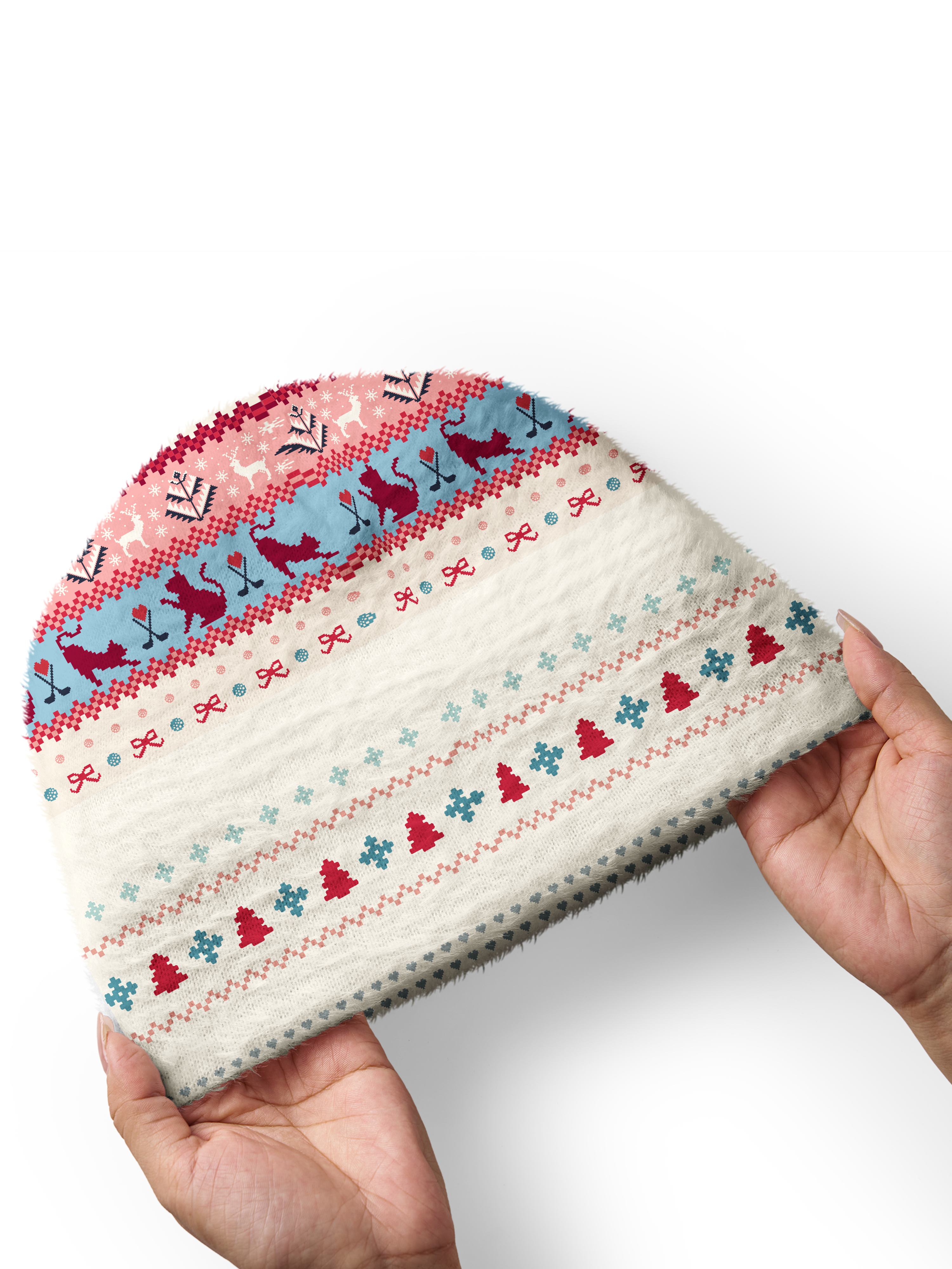 Cherryswing Women's Festive Nordic Cat and Golf Cozy Knit Golf Beanie