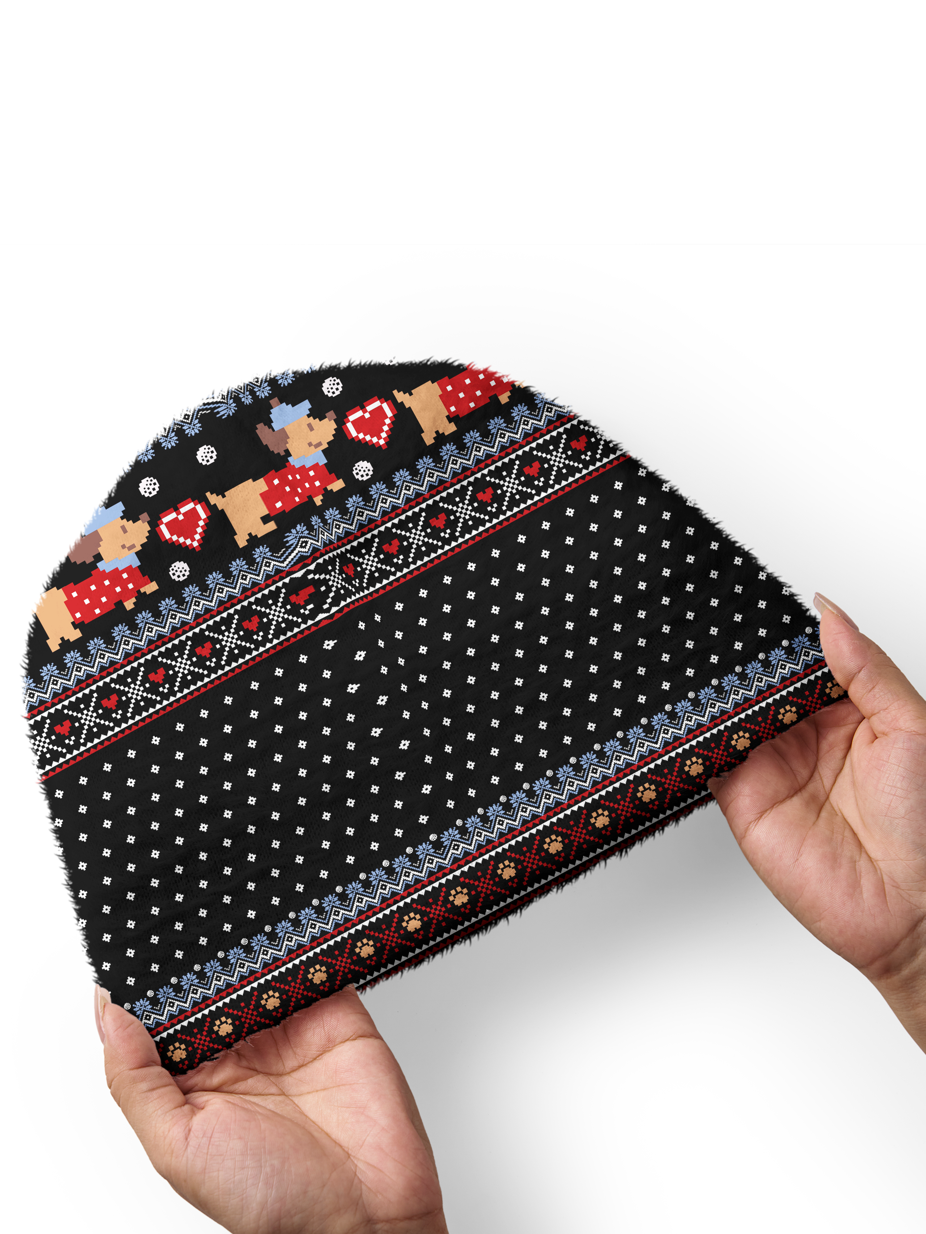 Cherryswing Women's Pixel Dog and Heart Nordic Cozy Knit Golf Beanie