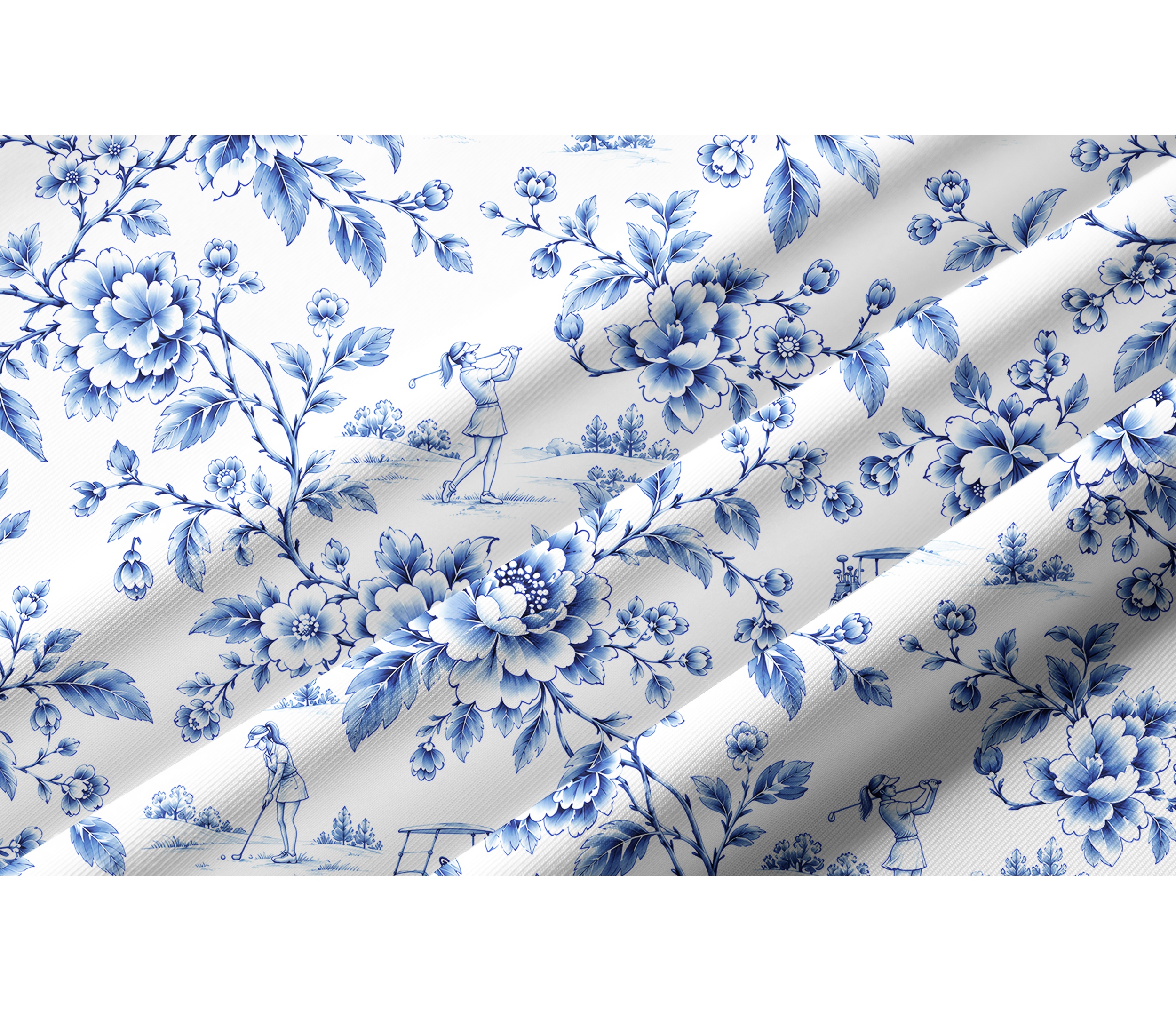 Cherryswing Women's Blue and White Pastoral Golf Style Long Sleeve Shirt