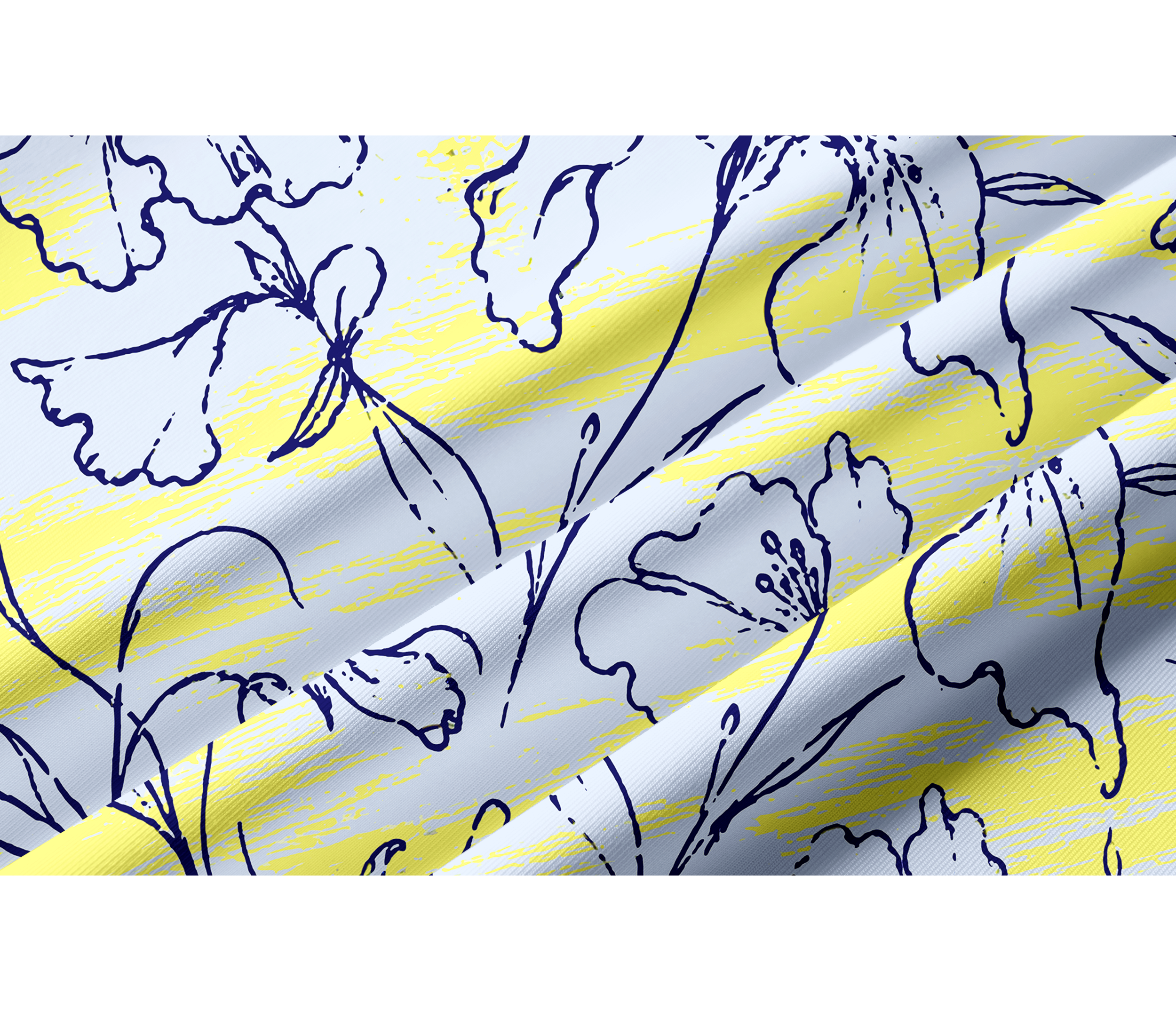 Cherryswing Women's Lemon Yellow Line Art Floral Long Sleeve Golf Shirt