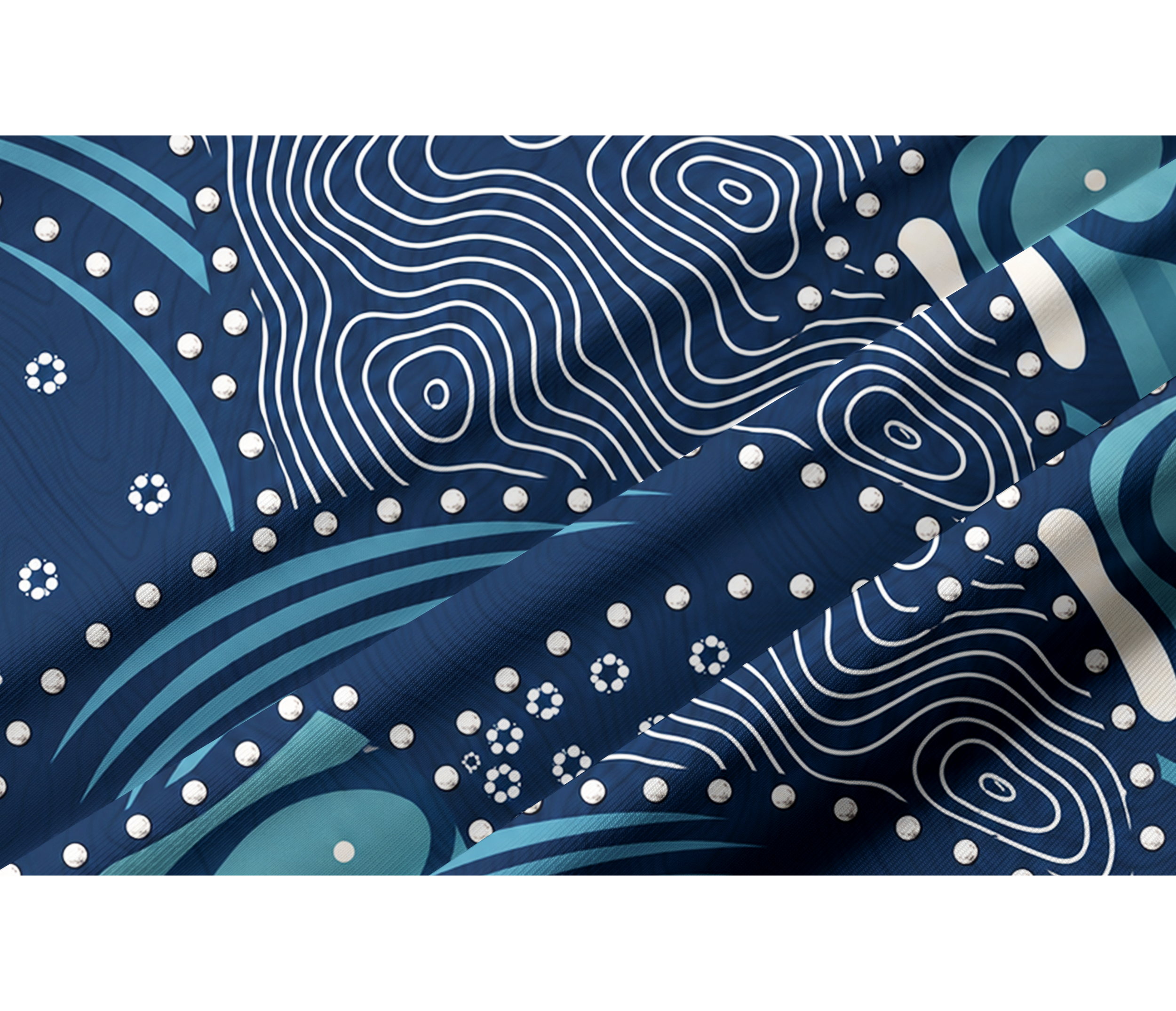 Cherryswing Women's Deep Sea Contour Abstract Print Long Sleeve Golf Shirt