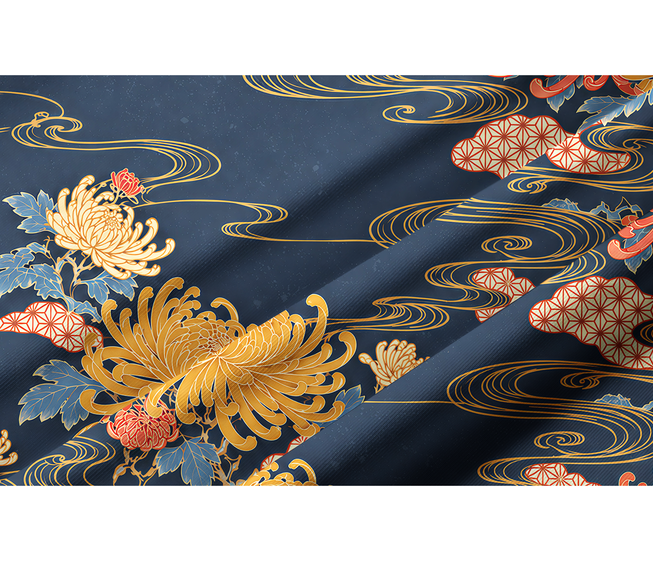 Cherryswing Women's Oriental Golden Chrysanthemum Long Sleeve Golf Shirt