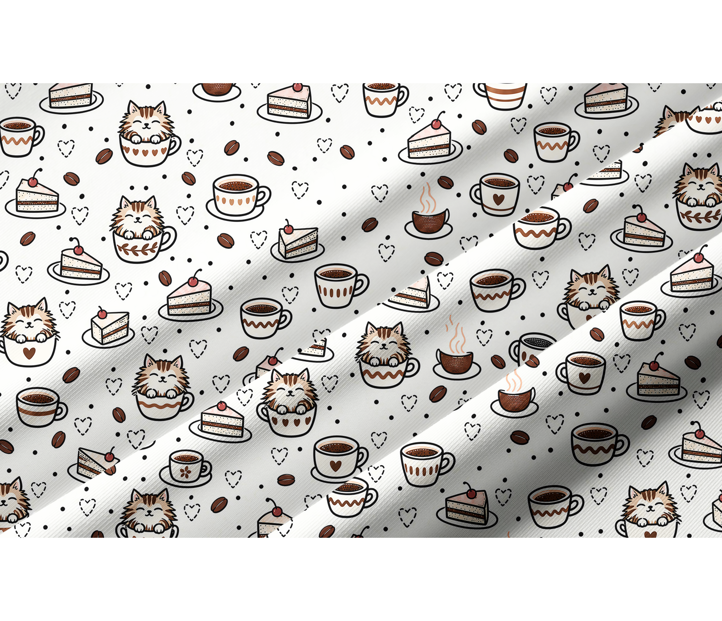 Cherryswing Women's Cute Cat and Coffee Print Long Sleeve Golf Shirt
