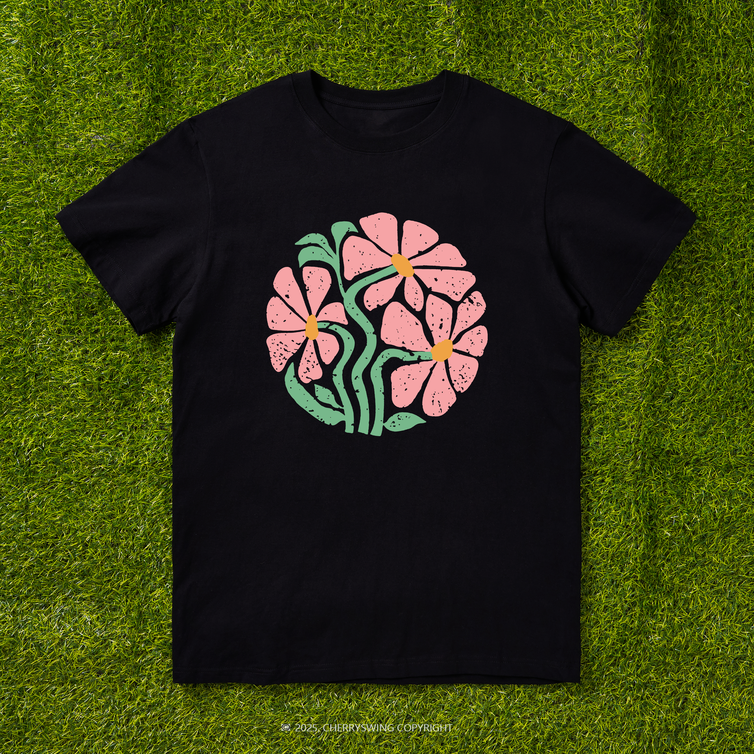 Cherryswing Floral Ring T-shirt For Women