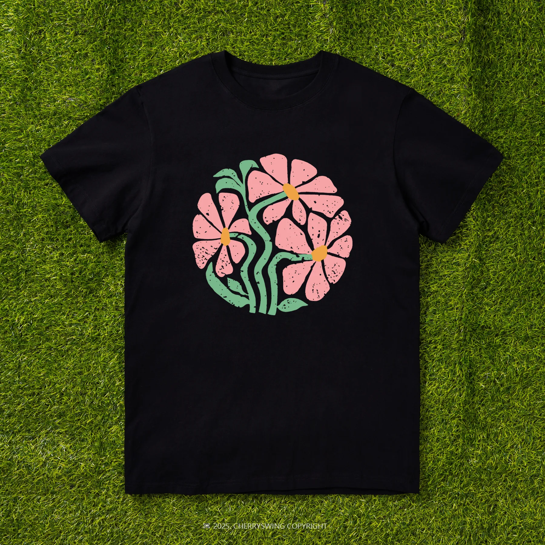 Cherryswing Floral Ring T-shirt For Women