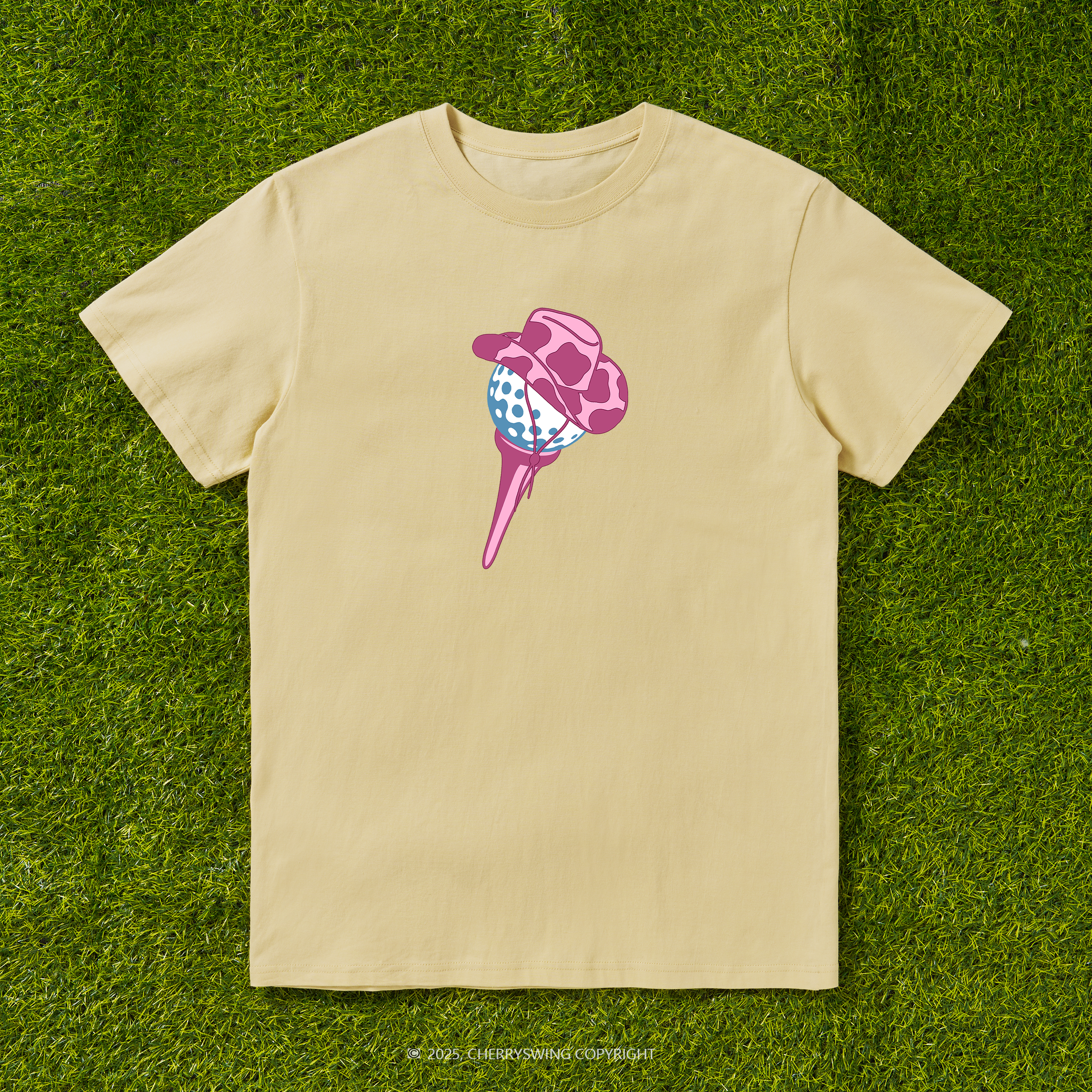 Cherryswing Ball and Club Hat Pattern White T-Shirt