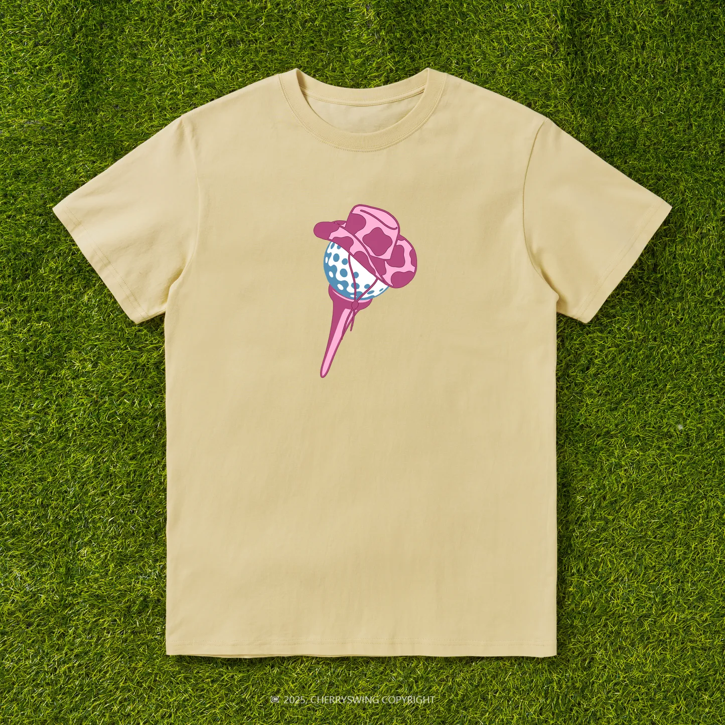 Cherryswing Ball and Club Hat Pattern White T-Shirt