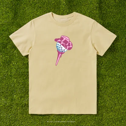 Cherryswing Ball and Club Hat Pattern White T-Shirt