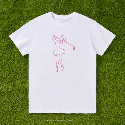 Cherryswing Ballet Dancing Golfer Pattern T-Shirt
