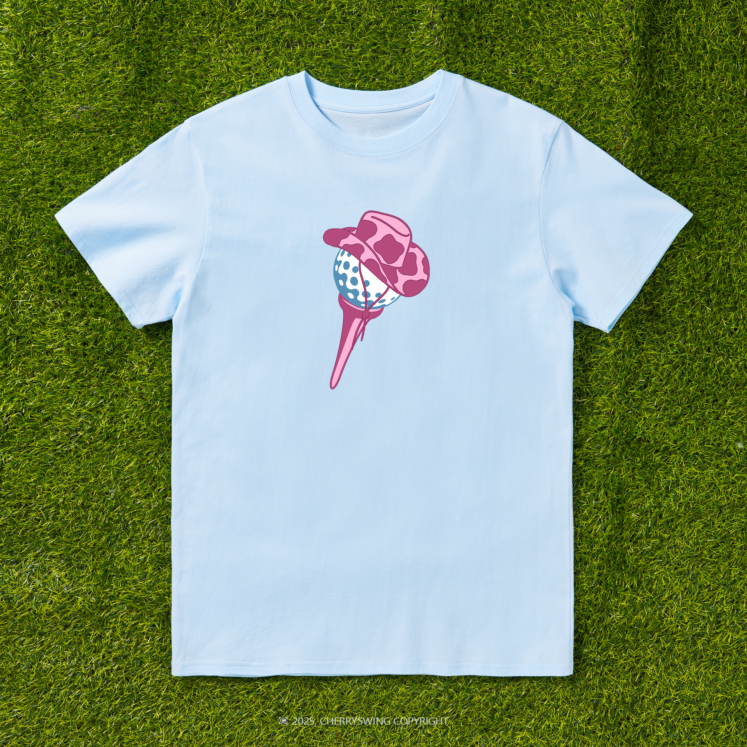 Cherryswing Ball and Club Hat Pattern White T-Shirt
