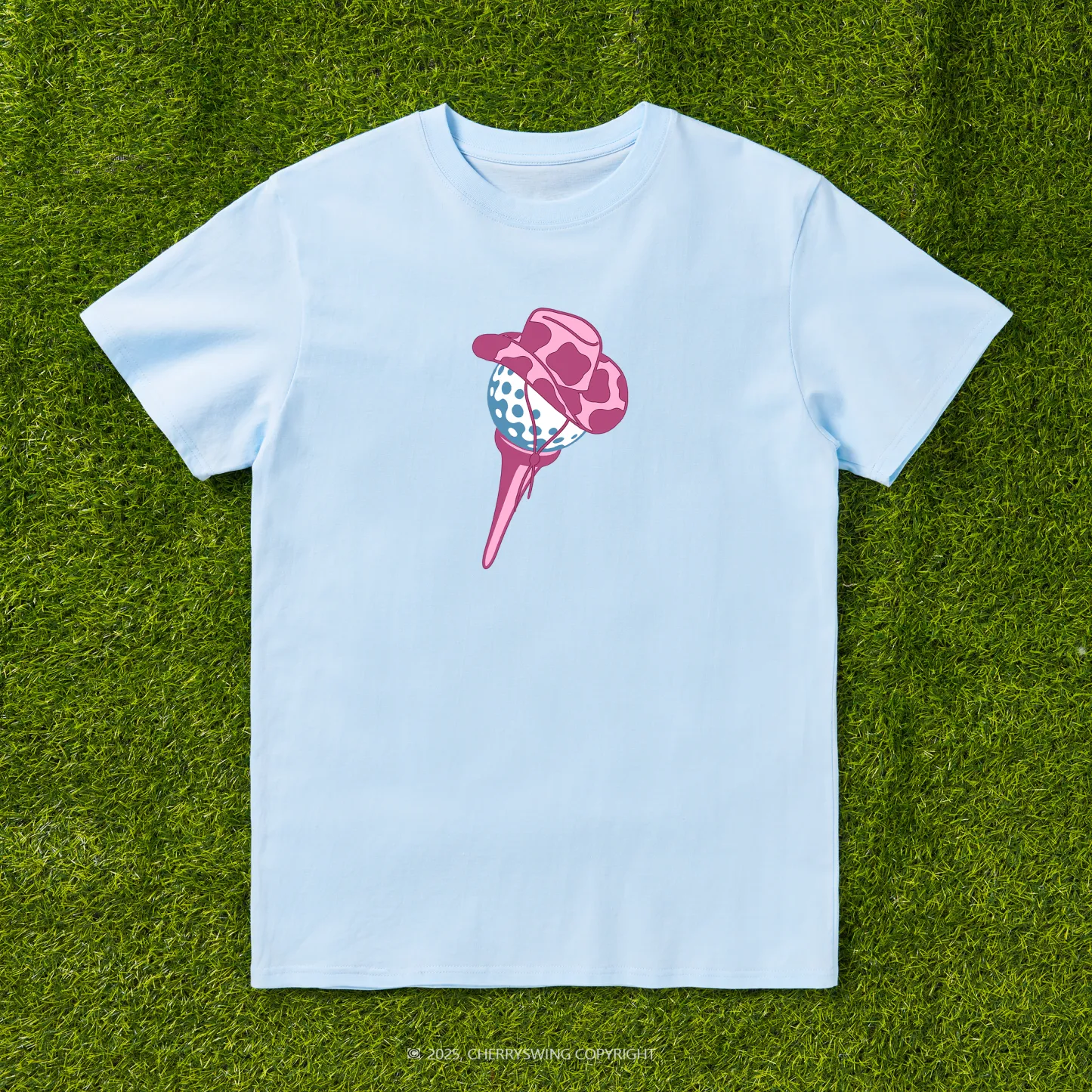 Cherryswing Ball and Club Hat Pattern White T-Shirt