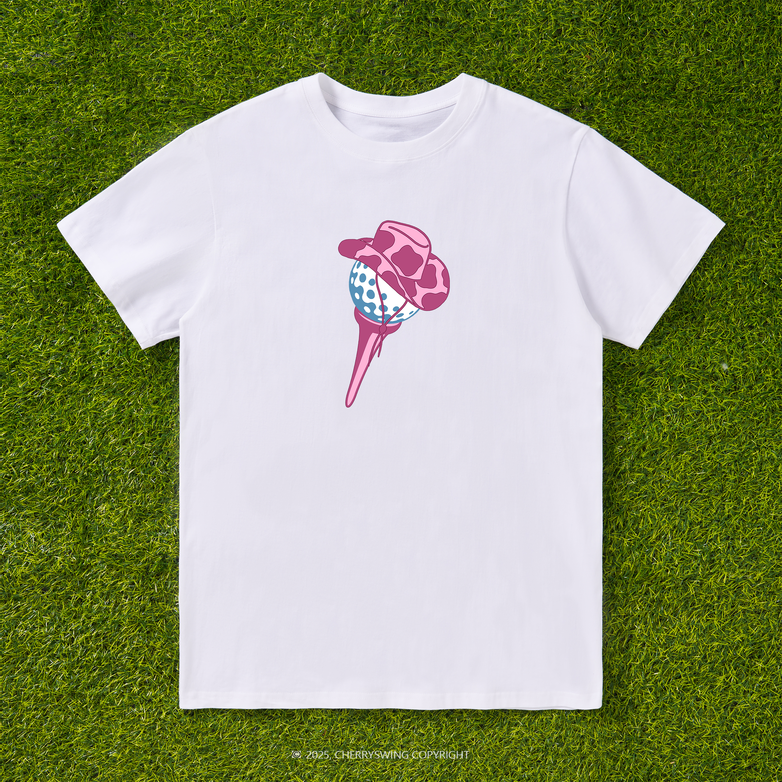 Cherryswing Ball and Club Hat Pattern White T-Shirt