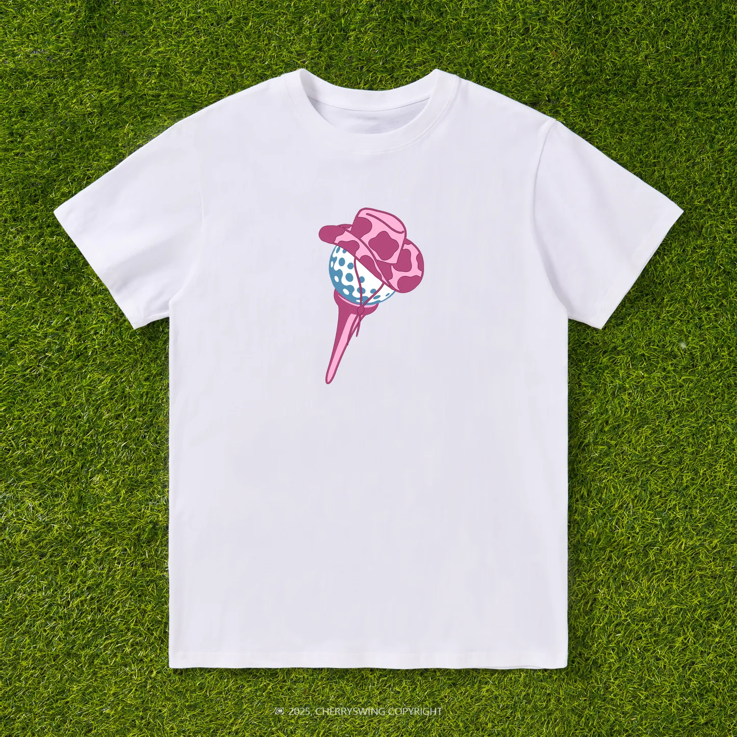 Cherryswing Ball and Club Hat Pattern White T-Shirt