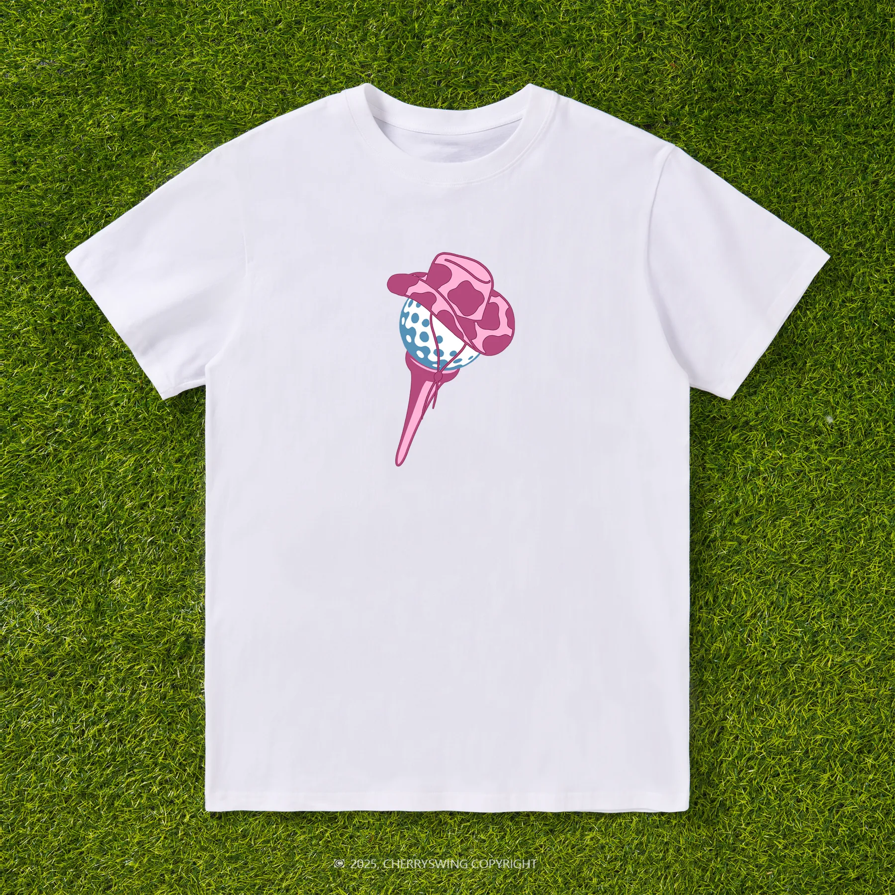 Cherryswing Ball and Club Hat Pattern White T-Shirt