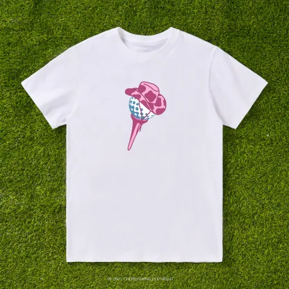 Cherryswing Ball and Club Hat Pattern White T-Shirt