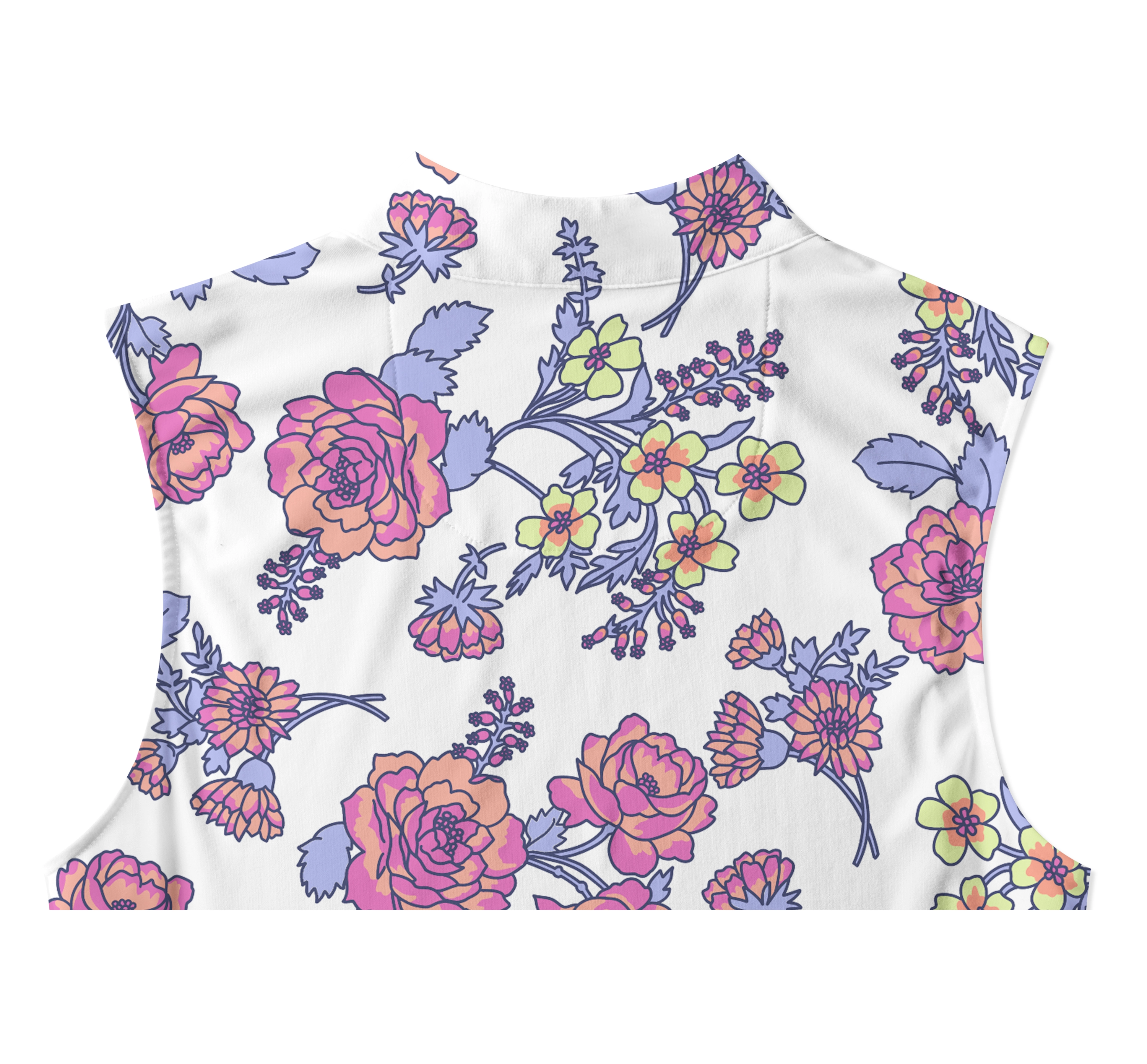 Cherryswing Women's Sleeveless Colorful Flowers Golf Polo Shirt