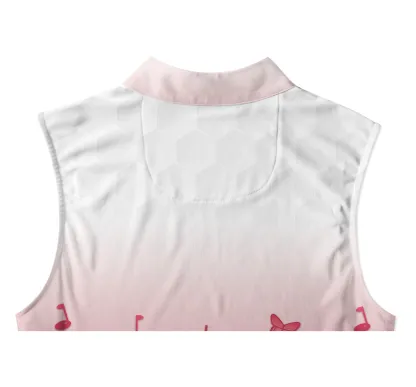 Cherryswing Women's Sleeveless Pink Gradient Golf Polo Shirt