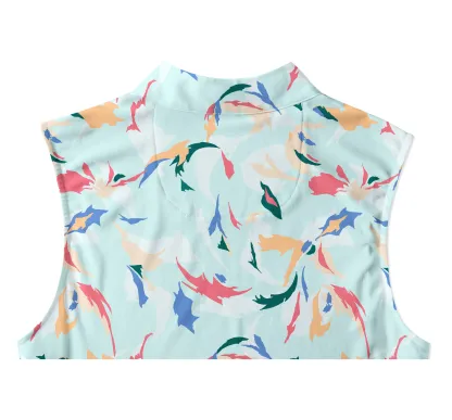 Cherryswing Women's Sleeveless Floral Color Matching Golf Polo Shirt