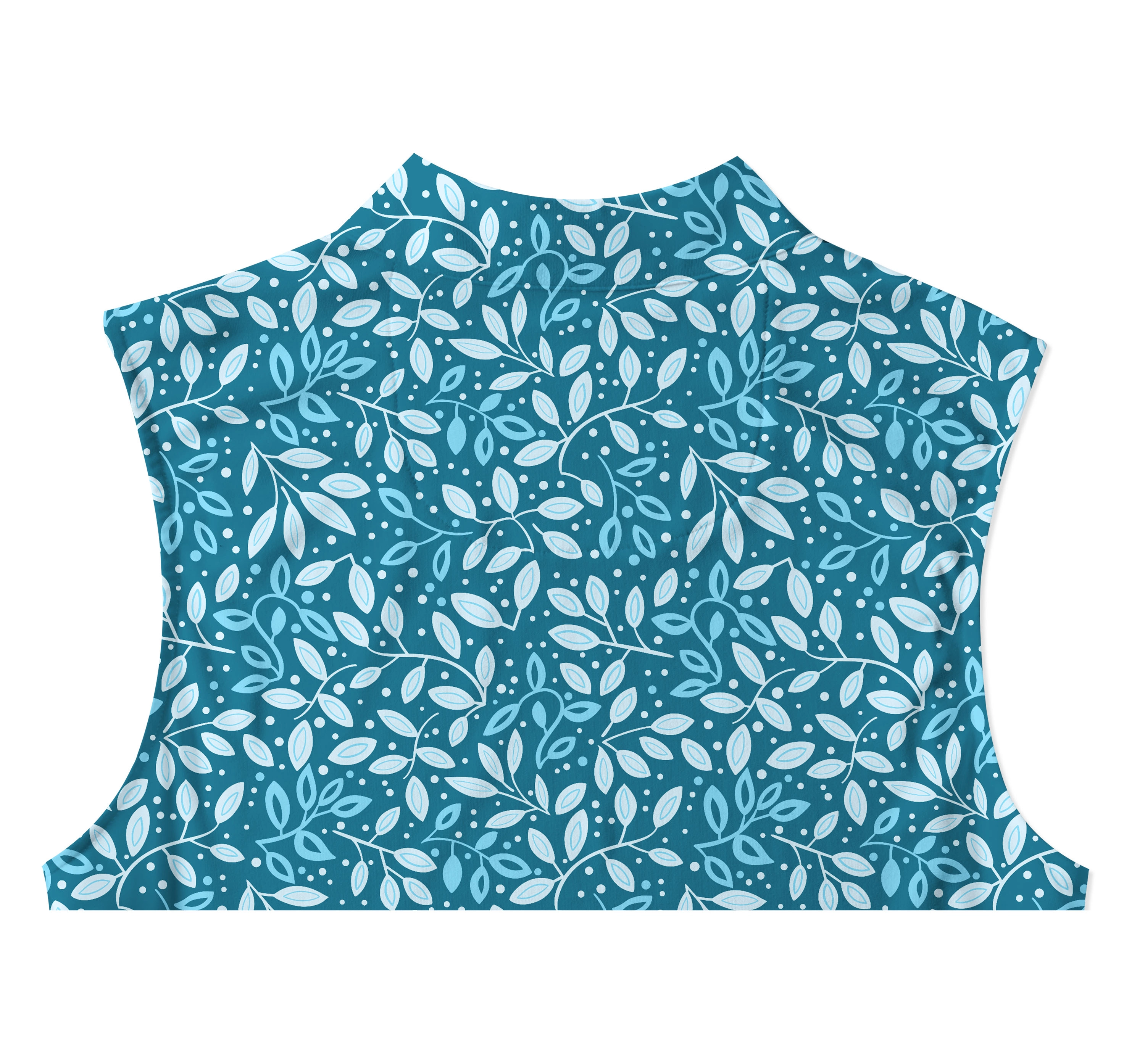 Cherryswing Women's Teal Leaf Motif Sleeveless Golf Shirt
