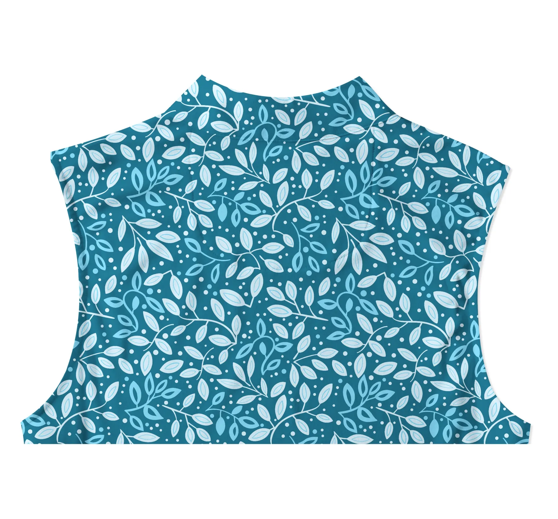 Cherryswing Women's Teal Leaf Motif Sleeveless Golf Shirt
