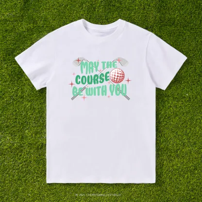 Cherryswing 'May the Course Be with You' Pattern White T-Shirt