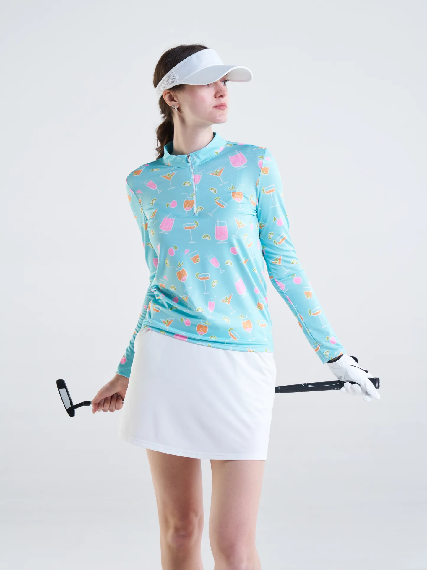 Cherryswing Women's Refreshing Cocktails Long Sleeve Golf Shirt