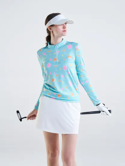Cherryswing Women's Refreshing Cocktails Long Sleeve Golf Shirt
