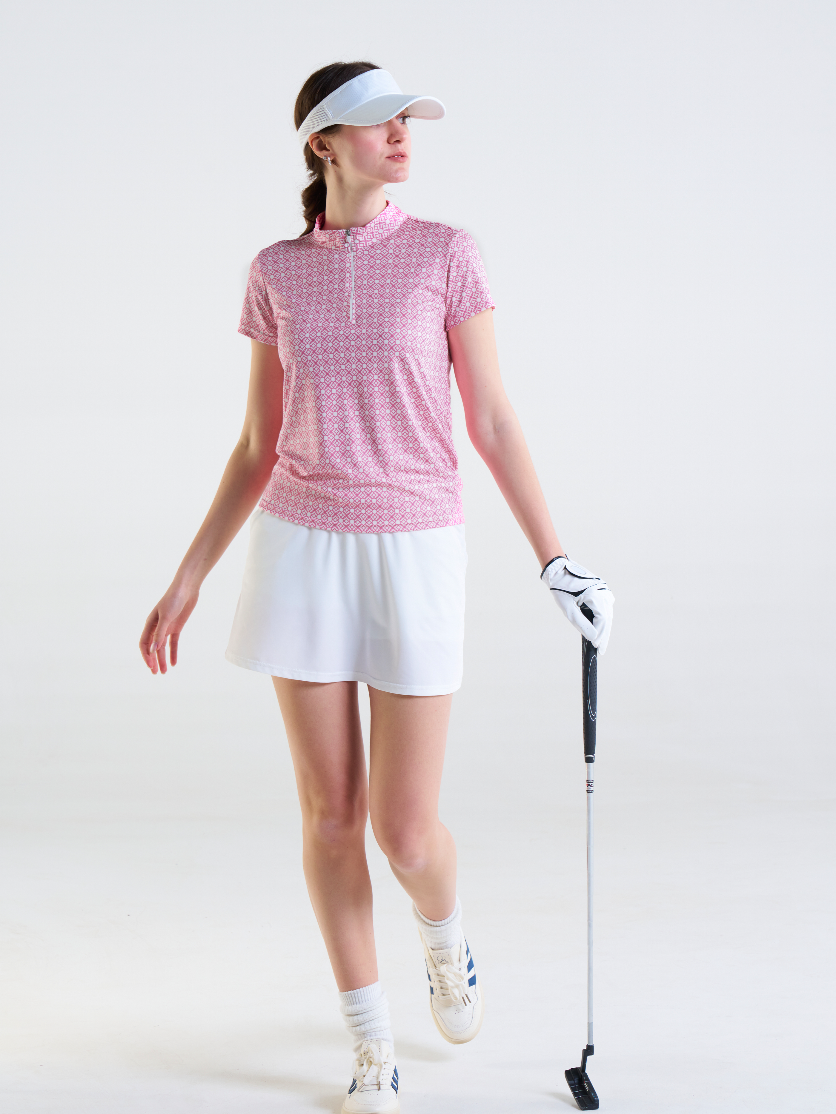 Cherryswing Women's Classic Plaid Short Sleeve Golf Shirt