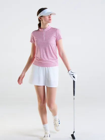 Cherryswing Women's Classic Plaid Short Sleeve Golf Shirt