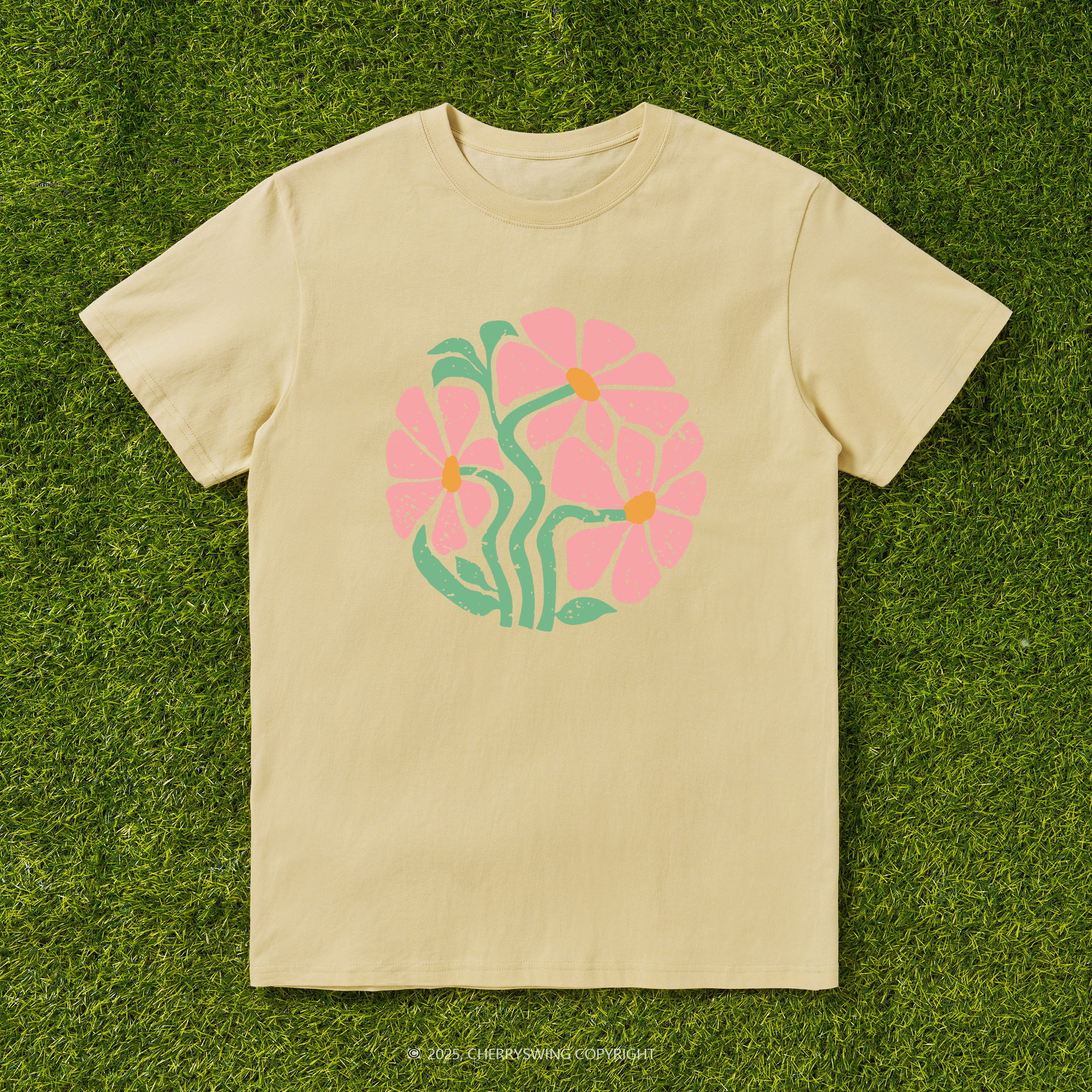 Cherryswing Floral Ring T-shirt For Women