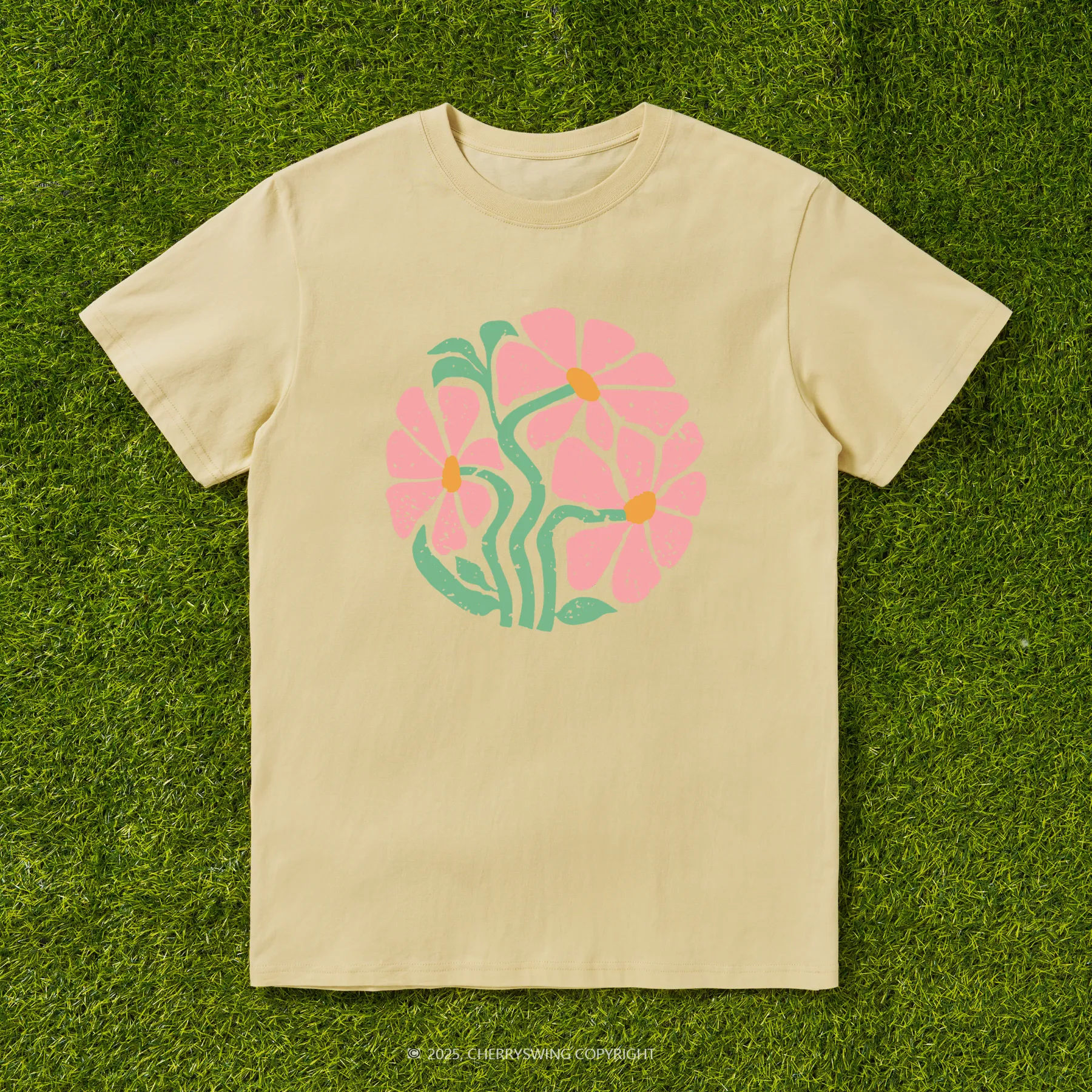 Cherryswing Floral Ring T-shirt For Women