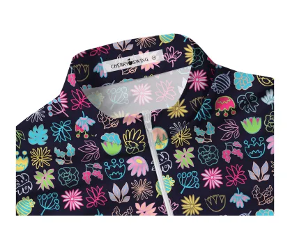 Cherryswing Women's Colorful Squares Sleeveless Polo Shirt