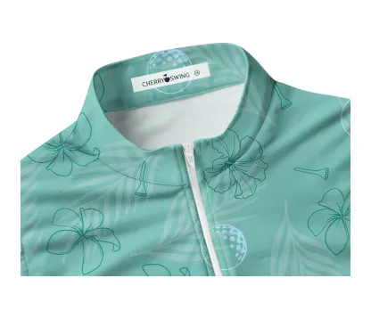 Cherryswing Women's Mint Green Golf Print Sleeveless Shirt